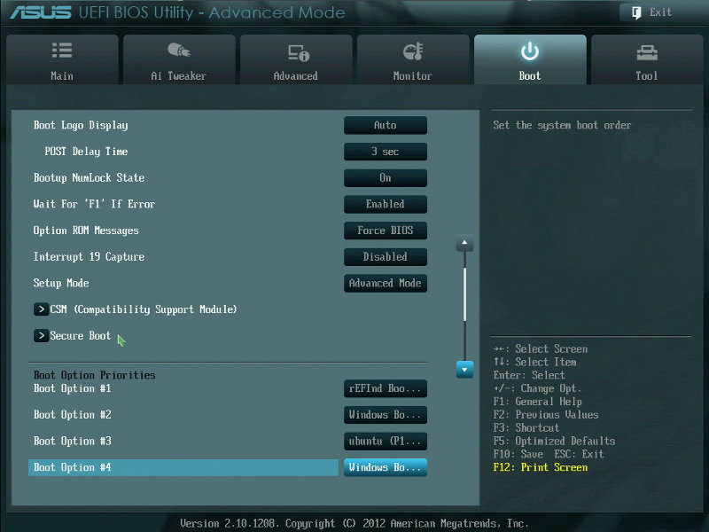 The ASUS Secure Boot menu is logically labeled.
