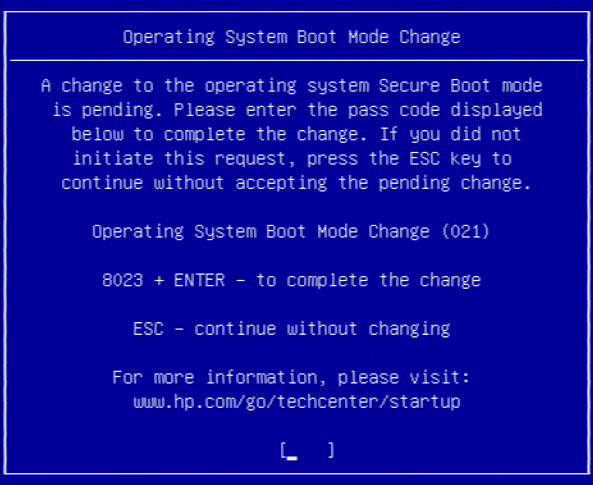 The HP requires confirmation on the next boot whenever you change
    your Secure Boot settings.