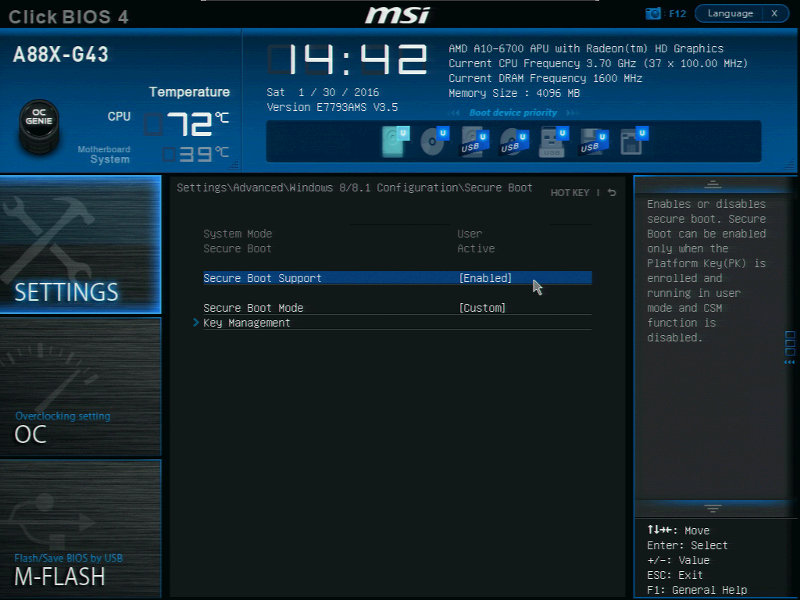 MSI, like ASUS, seems to think that Secure Boot is a
    Windows-specific feature.